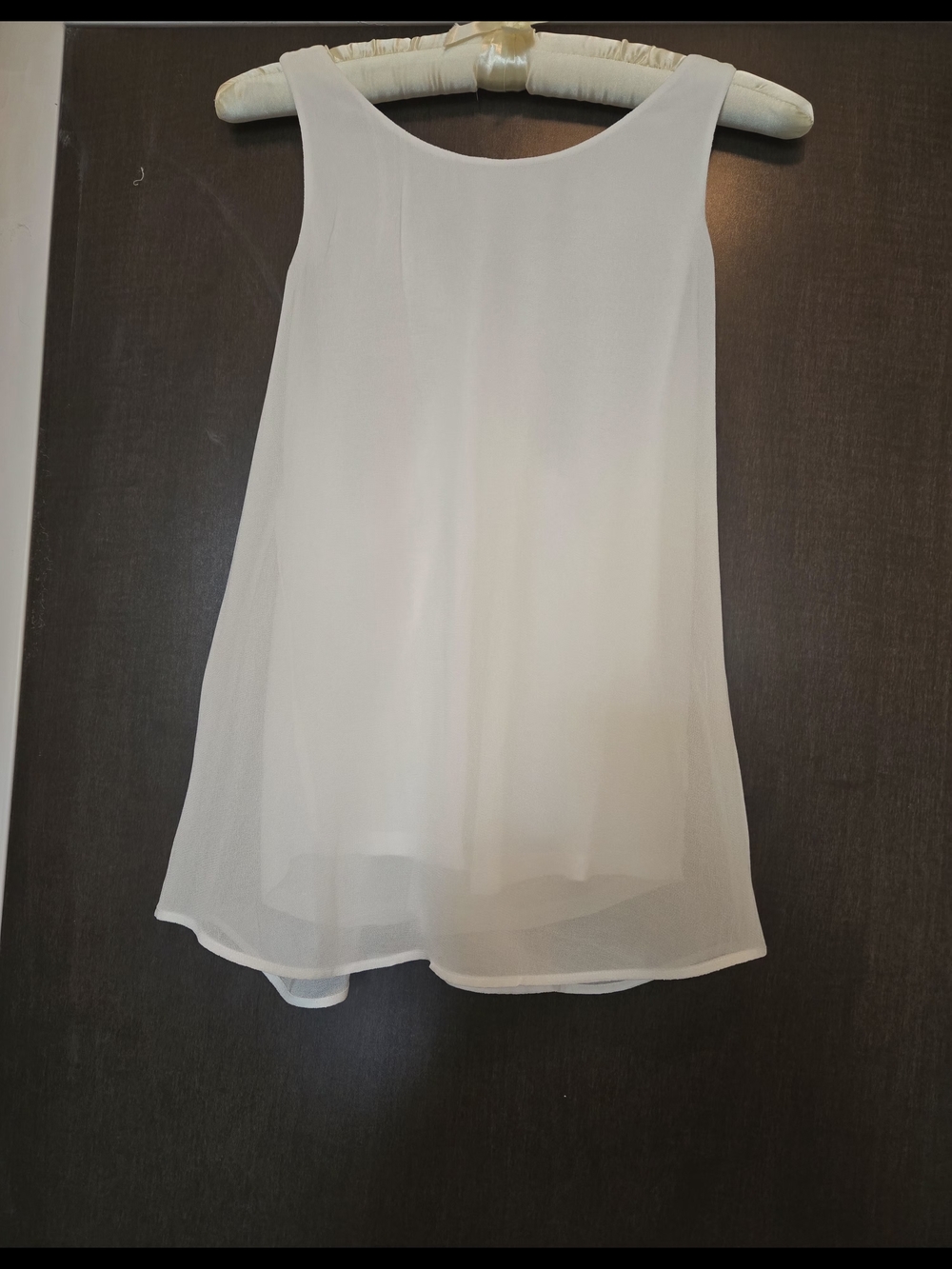 Massimo Dutti White Satin-Trimmed Top
